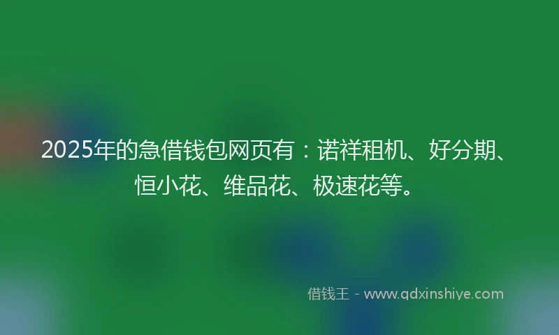 2025年的急借钱包网页有：诺祥租机、好分期、恒小花、维品花、极速花等。