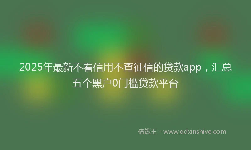 2025年最新不看信用不查征信的贷款app，汇总五个黑户0门槛贷款平台
