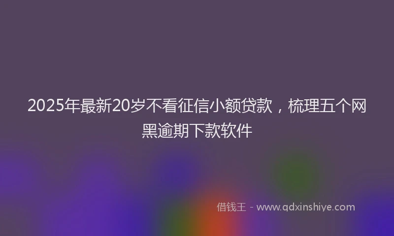2025年最新20岁不看征信小额贷款，梳理五个网黑逾期下款软件