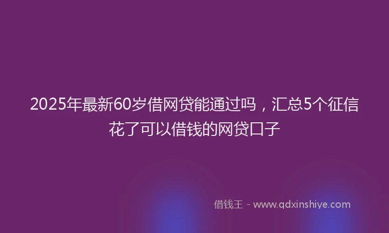 2025年最新60岁借网贷能通过吗，汇总5个征信花了可以借钱的网贷口子