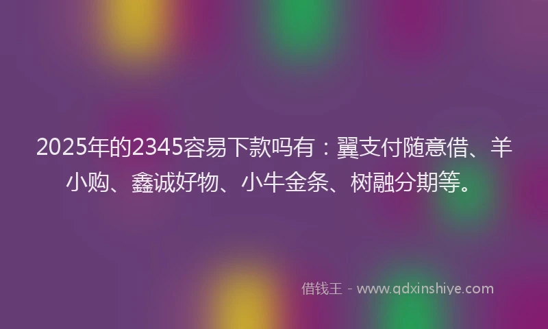 2025年的2345容易下款吗有：翼支付随意借、羊小购、鑫诚好物、小牛金条、树融分期等。