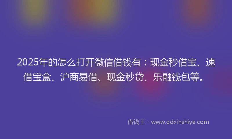 2025年的怎么打开微信借钱有：现金秒借宝、速借宝盒、沪商易借、现金秒贷、乐融钱包等。