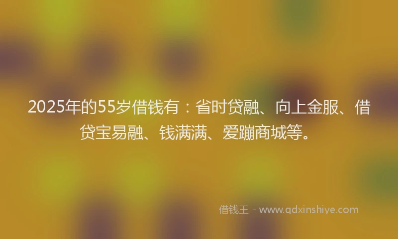 2025年的55岁借钱有：省时贷融、向上金服、借贷宝易融、钱满满、爱蹦商城等。