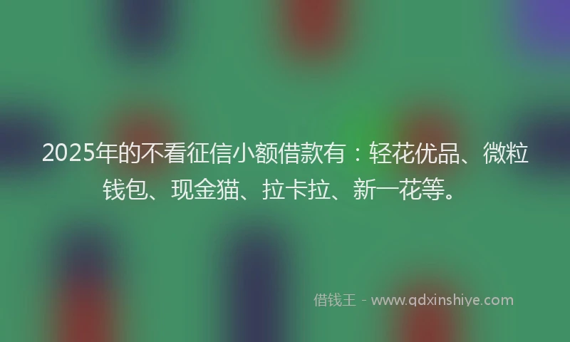 2025年的不看征信小额借款有：轻花优品、微粒钱包、现金猫、拉卡拉、新一花等。