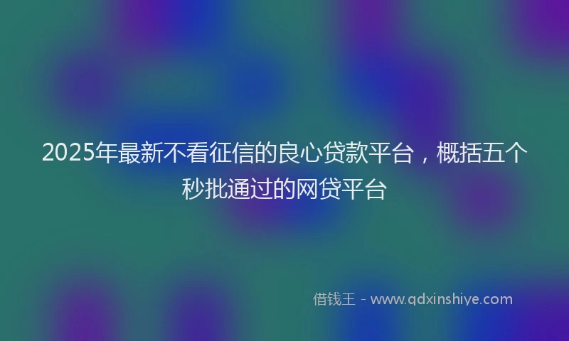 2025年最新不看征信的良心贷款平台，概括五个秒批通过的网贷平台