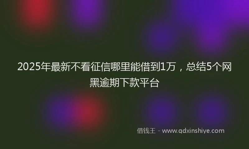 2025年最新不看征信哪里能借到1万，总结5个网黑逾期下款平台