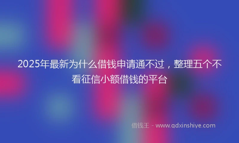2025年最新为什么借钱申请通不过，整理五个不看征信小额借钱的平台