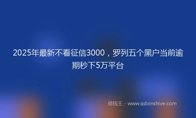 2025年最新不看征信3000，罗列五个黑户当前逾期秒下5万平台