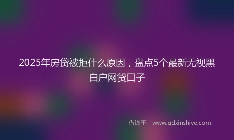 2025年房贷被拒什么原因，盘点5个最新无视黑白户网贷口子