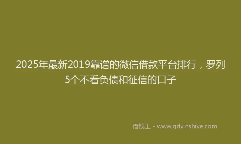 2025年最新2019靠谱的微信借款平台排行，罗列5个不看负债和征信的口子