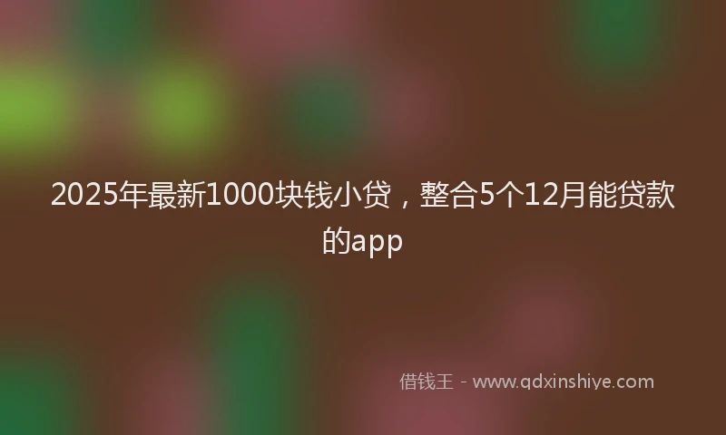 2025年最新1000块钱小贷，整合5个12月能贷款的app