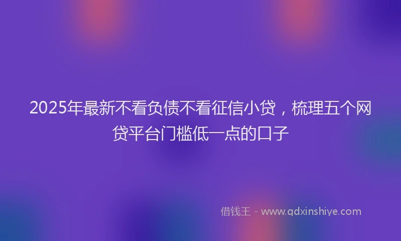 2025年最新不看负债不看征信小贷，梳理五个网贷平台门槛低一点的口子