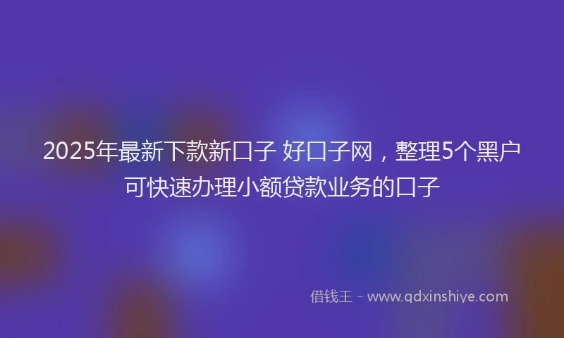 2025年最新下款新口子 好口子网，整理5个黑户可快速办理小额贷款业务的口子