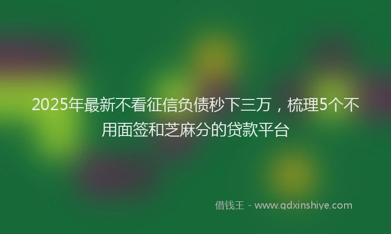 2025年最新不看征信负债秒下三万，梳理5个不用面签和芝麻分的贷款平台
