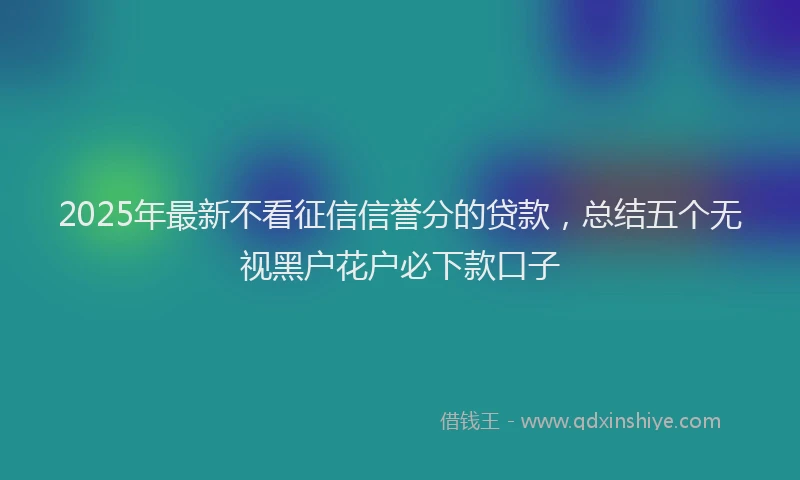 2025年最新不看征信信誉分的贷款，总结五个无视黑户花户必下款口子