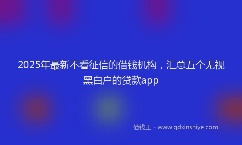 2025年最新不看征信的借钱机构，汇总五个无视黑白户的贷款app