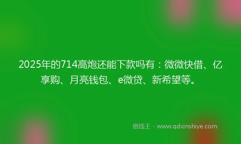 2025年的714高炮还能下款吗有：微微快借、亿享购、月亮钱包、e微贷、新希望等。