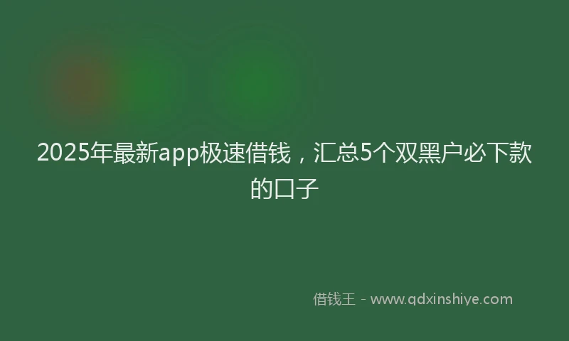 2025年最新app极速借钱，汇总5个双黑户必下款的口子