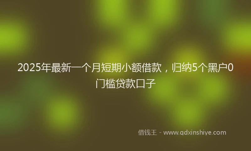 2025年最新一个月短期小额借款，归纳5个黑户0门槛贷款口子