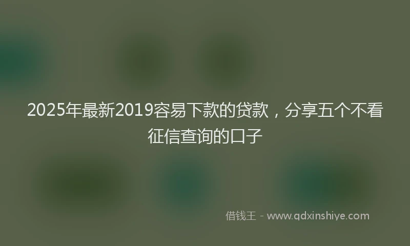 2025年最新2019容易下款的贷款，分享五个不看征信查询的口子