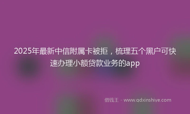2025年最新中信附属卡被拒，梳理五个黑户可快速办理小额贷款业务的app