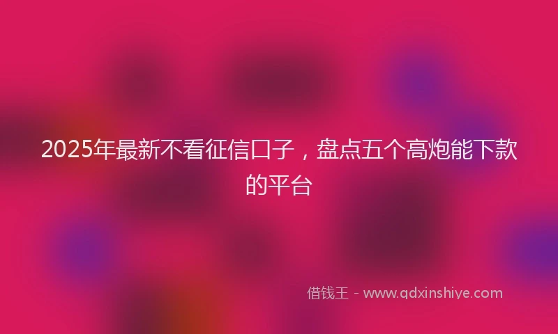 2025年最新不看征信口子，盘点五个高炮能下款的平台