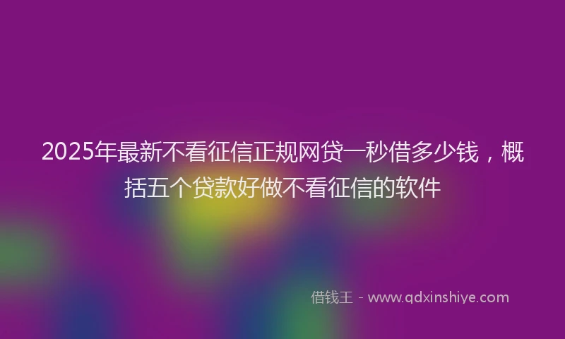 2025年最新不看征信正规网贷一秒借多少钱，概括五个贷款好做不看征信的软件