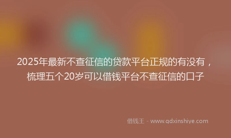 2025年最新不查征信的贷款平台正规的有没有，梳理五个20岁可以借钱平台不查征信的口子