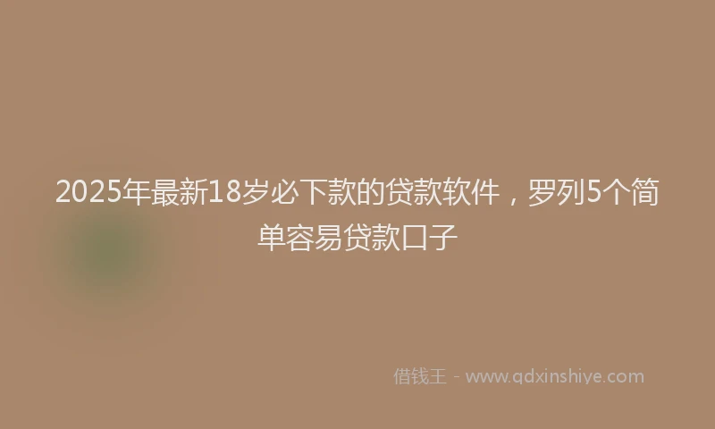 2025年最新18岁必下款的贷款软件，罗列5个简单容易贷款口子