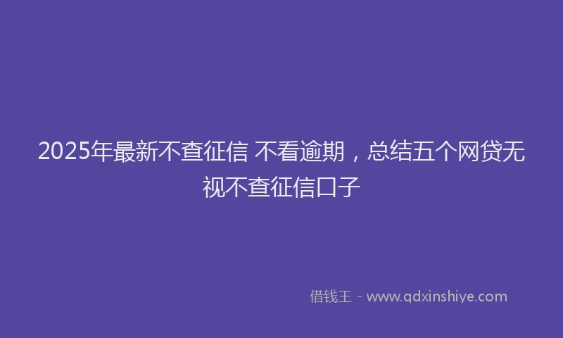2025年最新不查征信 不看逾期，总结五个网贷无视不查征信口子