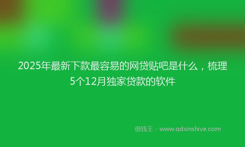2025年最新下款最容易的网贷贴吧是什么，梳理5个12月独家贷款的软件