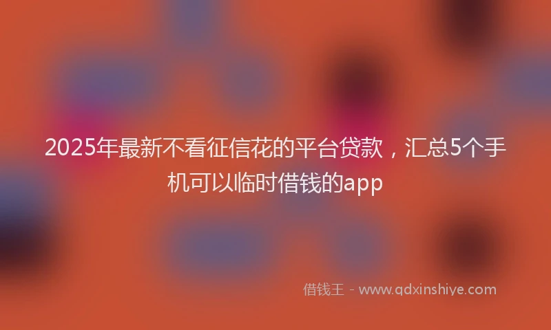 2025年最新不看征信花的平台贷款，汇总5个手机可以临时借钱的app