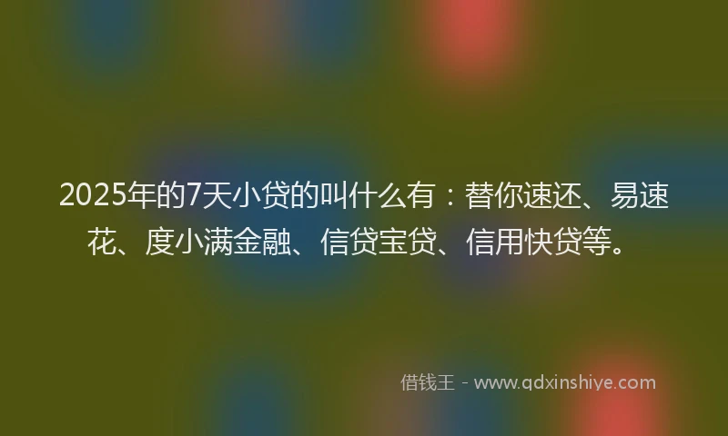2025年的7天小贷的叫什么有：替你速还、易速花、度小满金融、信贷宝贷、信用快贷等。