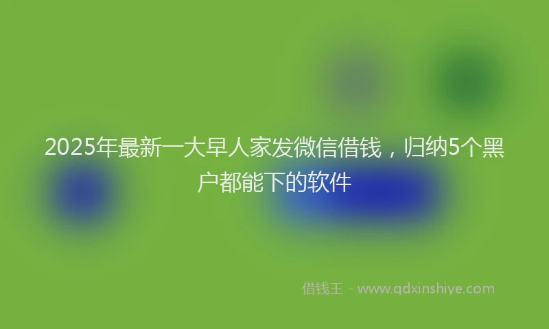 2025年最新一大早人家发微信借钱，归纳5个黑户都能下的软件