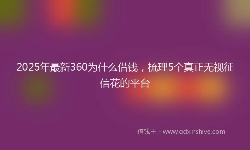 2025年最新360为什么借钱，梳理5个真正无视征信花的平台