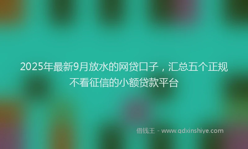 2025年最新9月放水的网贷口子，汇总五个正规不看征信的小额贷款平台