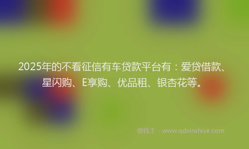 2025年的不看征信有车贷款平台有：爱贷借款、星闪购、E享购、优品租、银杏花等。