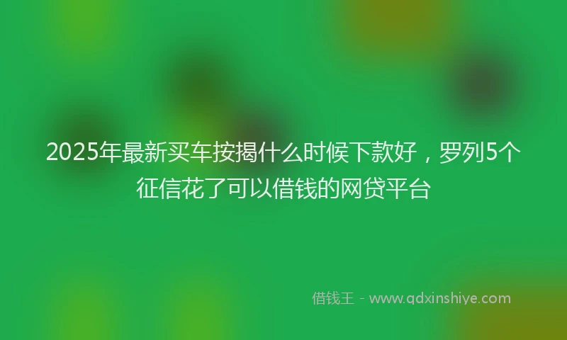 2025年最新买车按揭什么时候下款好，罗列5个征信花了可以借钱的网贷平台