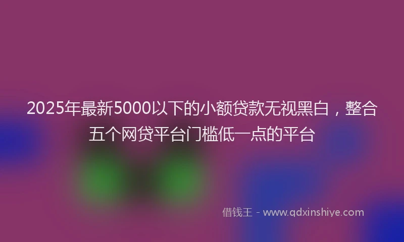 2025年最新5000以下的小额贷款无视黑白，整合五个网贷平台门槛低一点的平台