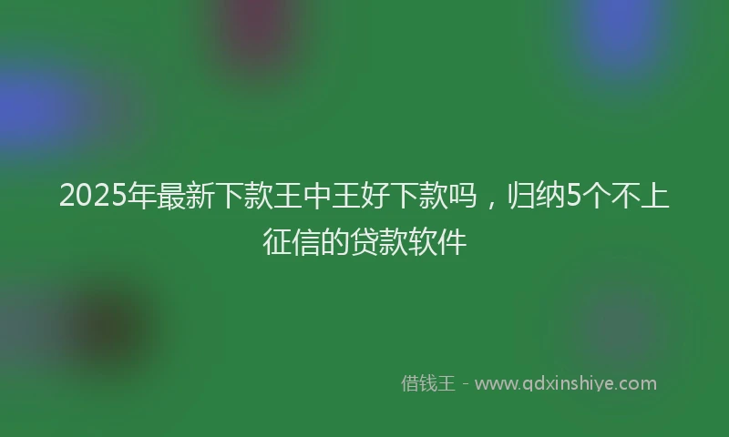 2025年最新下款王中王好下款吗，归纳5个不上征信的贷款软件