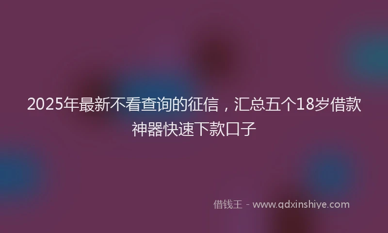 2025年最新不看查询的征信，汇总五个18岁借款神器快速下款口子