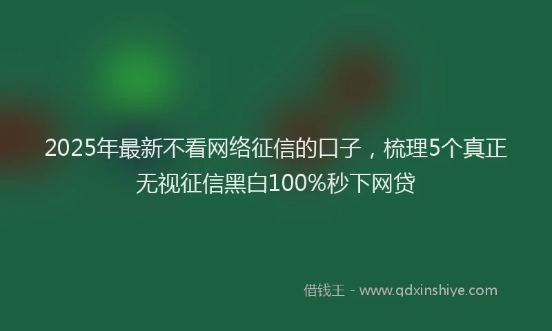 2025年最新不看网络征信的口子，梳理5个真正无视征信黑白100%秒下网贷