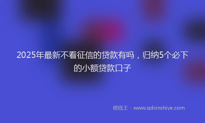 2025年最新不看征信的贷款有吗，归纳5个必下的小额贷款口子