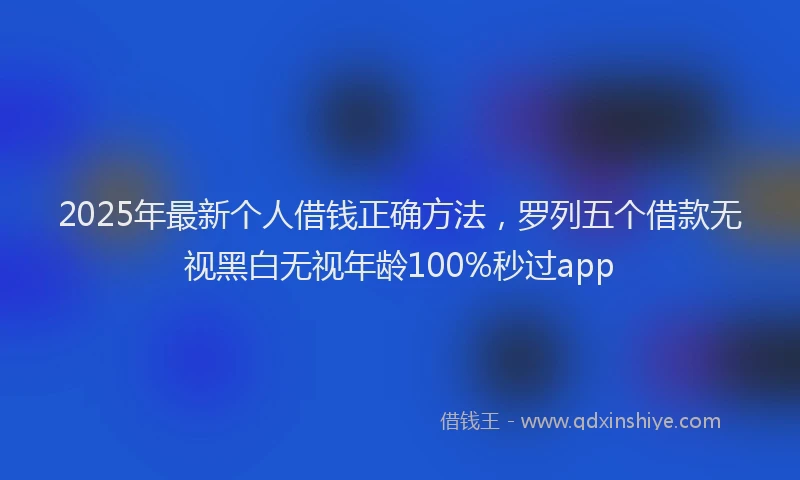 2025年最新个人借钱正确方法，罗列五个借款无视黑白无视年龄100%秒过app
