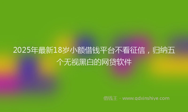 2025年最新18岁小额借钱平台不看征信，归纳五个无视黑白的网贷软件