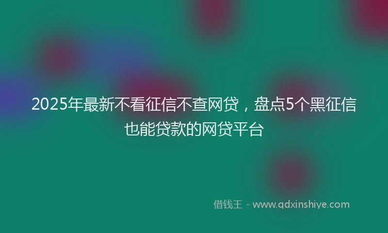 2025年最新不看征信不查网贷，盘点5个黑征信也能贷款的网贷平台