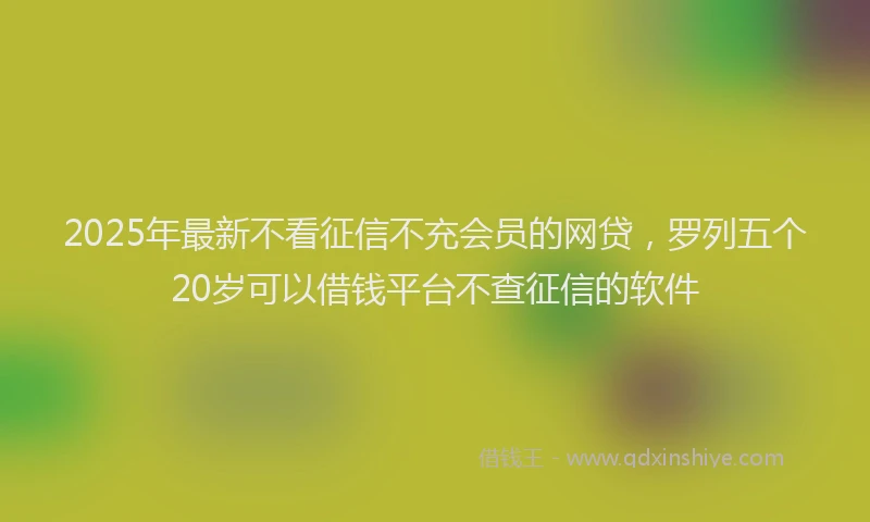 2025年最新不看征信不充会员的网贷，罗列五个20岁可以借钱平台不查征信的软件