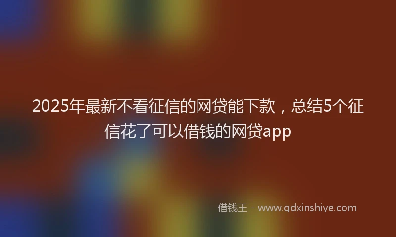 2025年最新不看征信的网贷能下款，总结5个征信花了可以借钱的网贷app