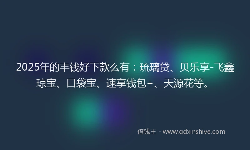2025年的丰钱好下款么有：琉璃贷、贝乐享-飞鑫琼宝、口袋宝、速享钱包+、天源花等。