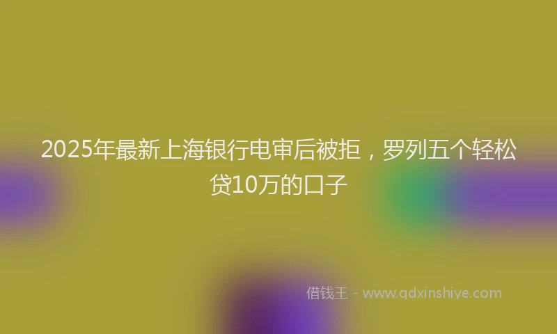 2025年最新上海银行电审后被拒，罗列五个轻松贷10万的口子
